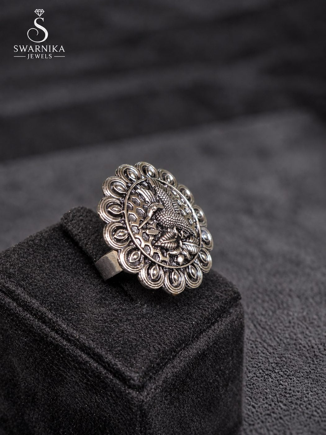 Openwork Mandala Oxidised Ring view 2