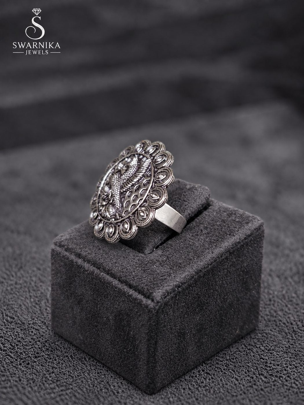 Openwork Mandala Oxidised Ring view 3