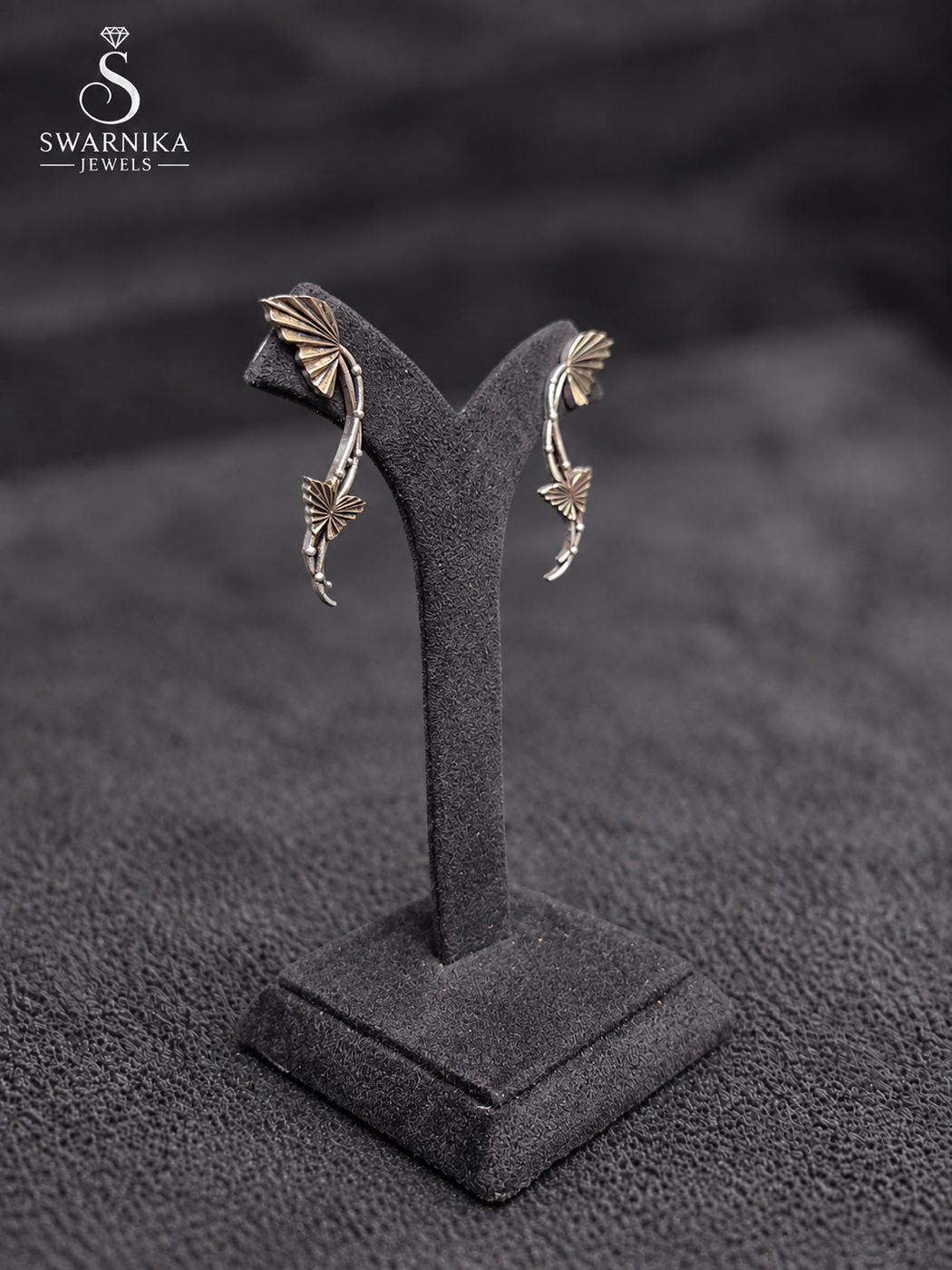 Oxidised Floral Cluster Statement Jhumkas view 2