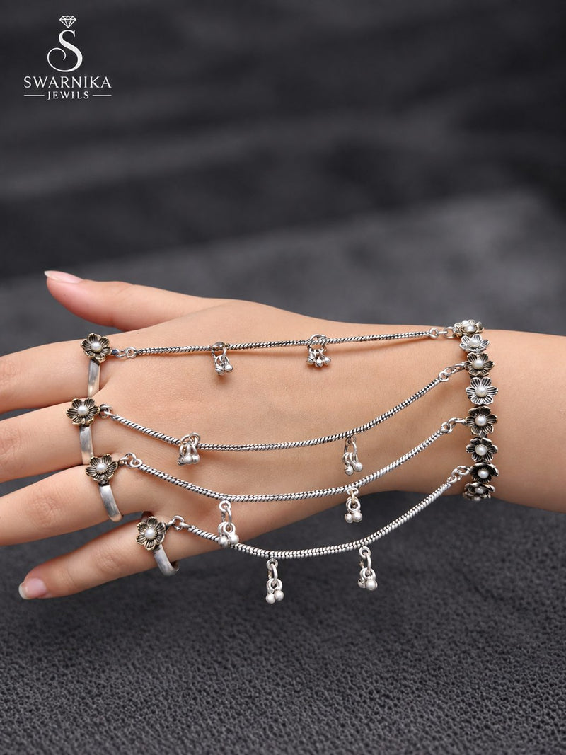 Pearl Floral Oxidised Haath Phool Hand Harness