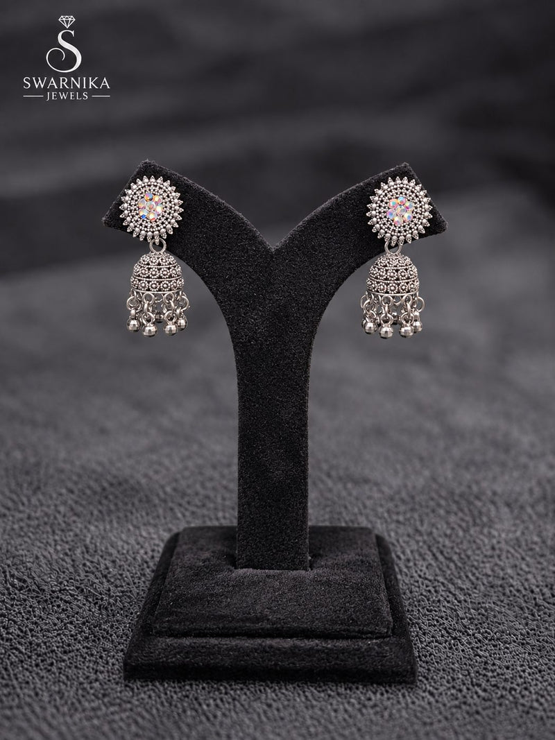 Pearl Tip Crystal Dome Mini Jhumkas