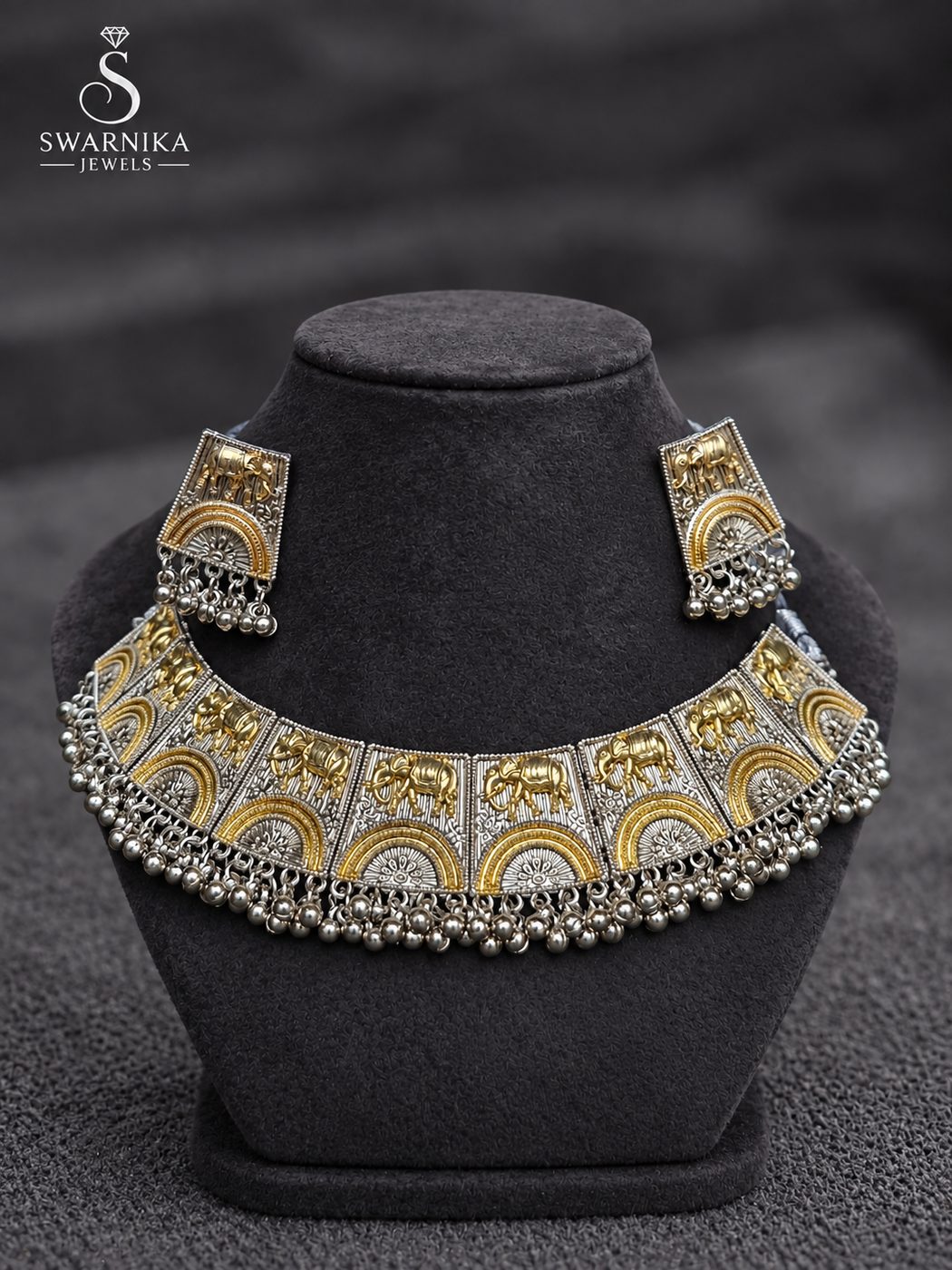 Premium Bridal Oxidised Statement Set view 2