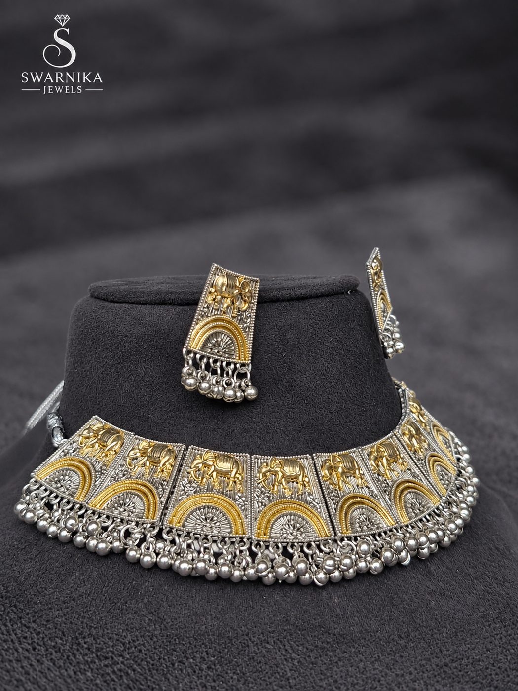 Premium Bridal Oxidised Statement Set view 3
