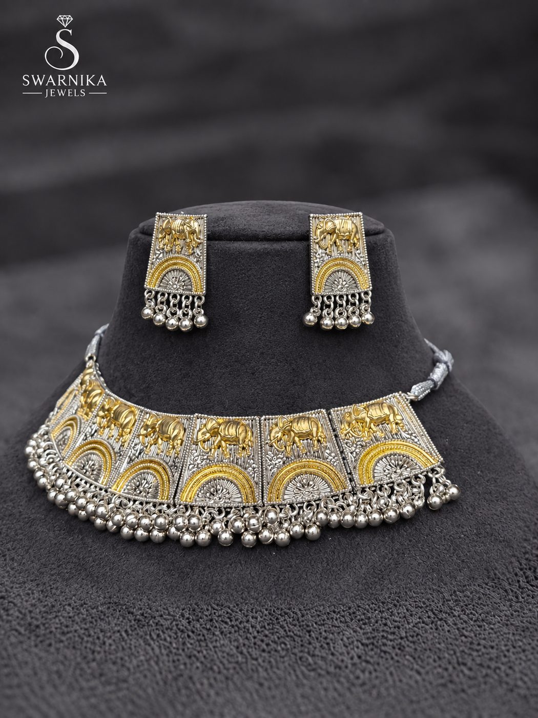 Premium Bridal Oxidised Statement Set view 4