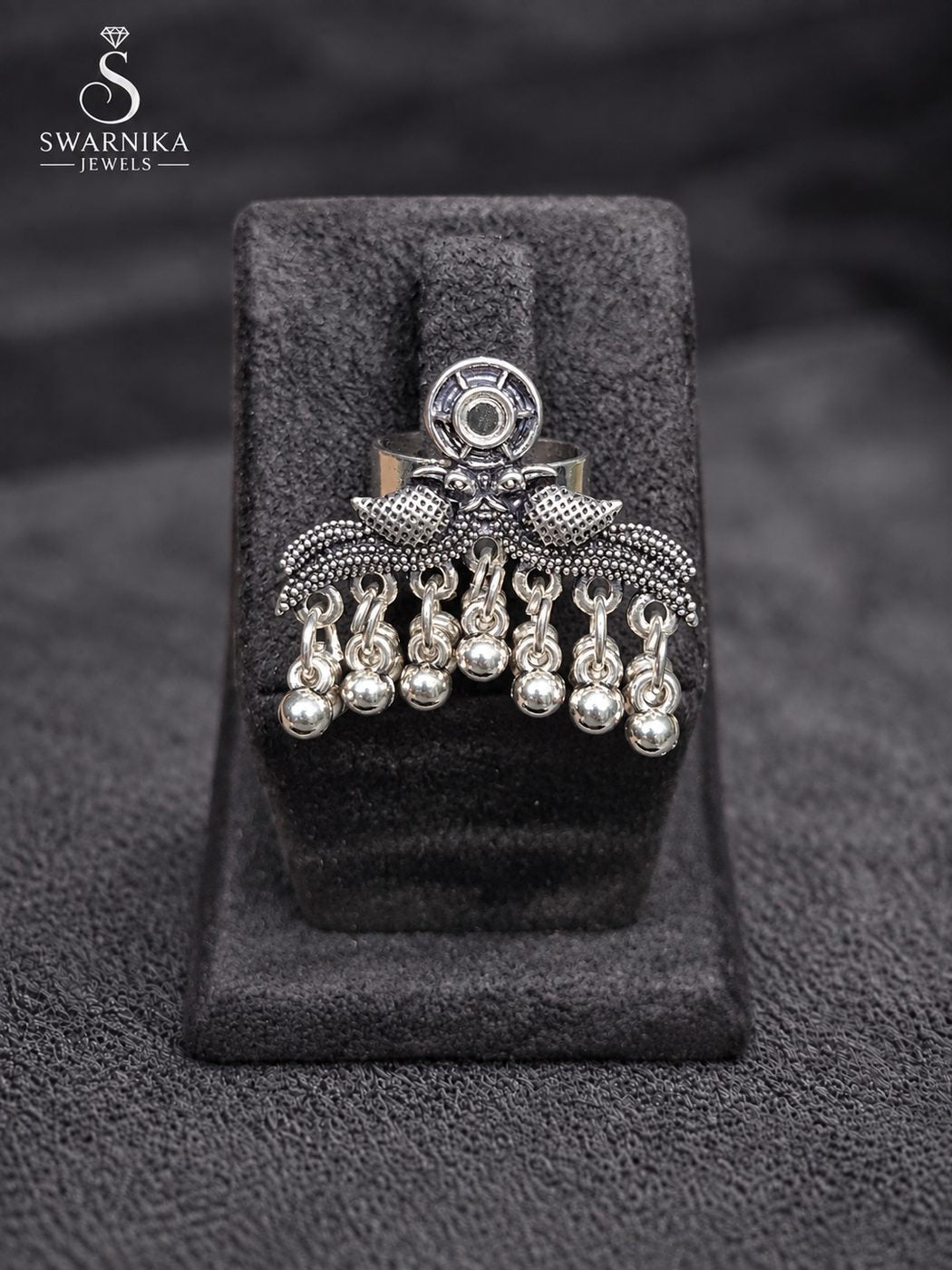 Rope Border Oxidised Statement Ring view 1