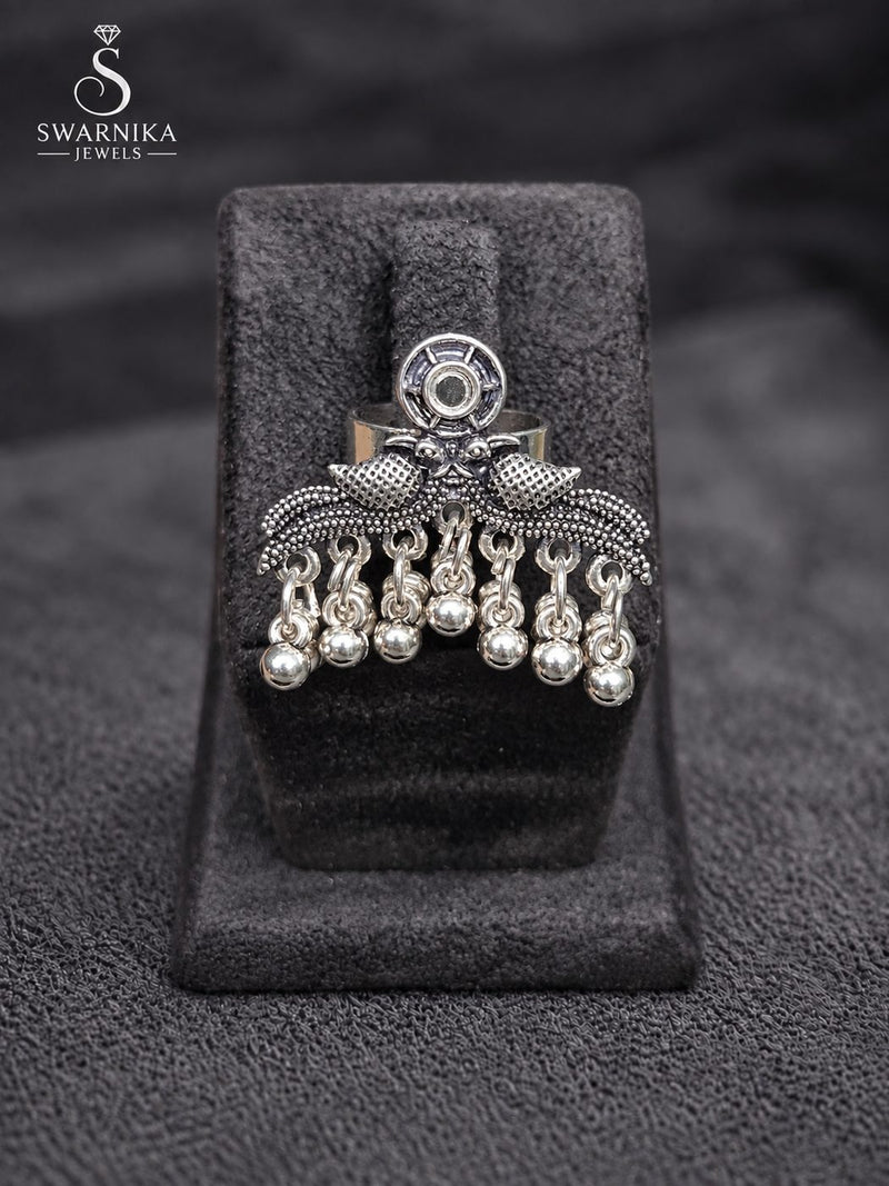 Rope Border Oxidised Statement Ring