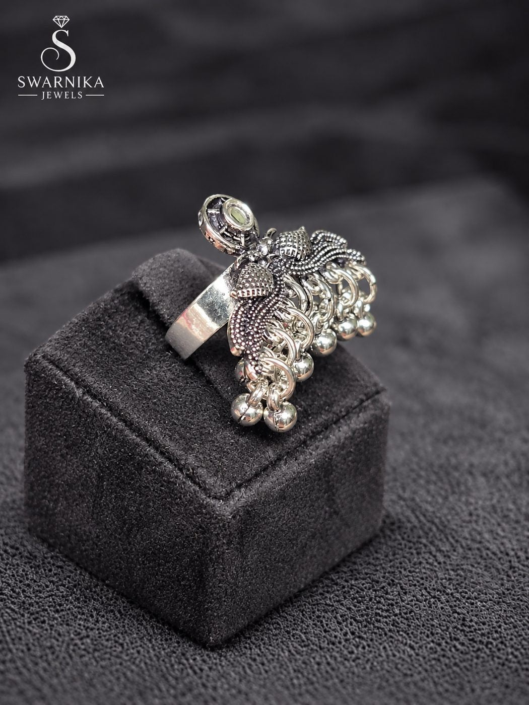 Rope Border Oxidised Statement Ring view 2