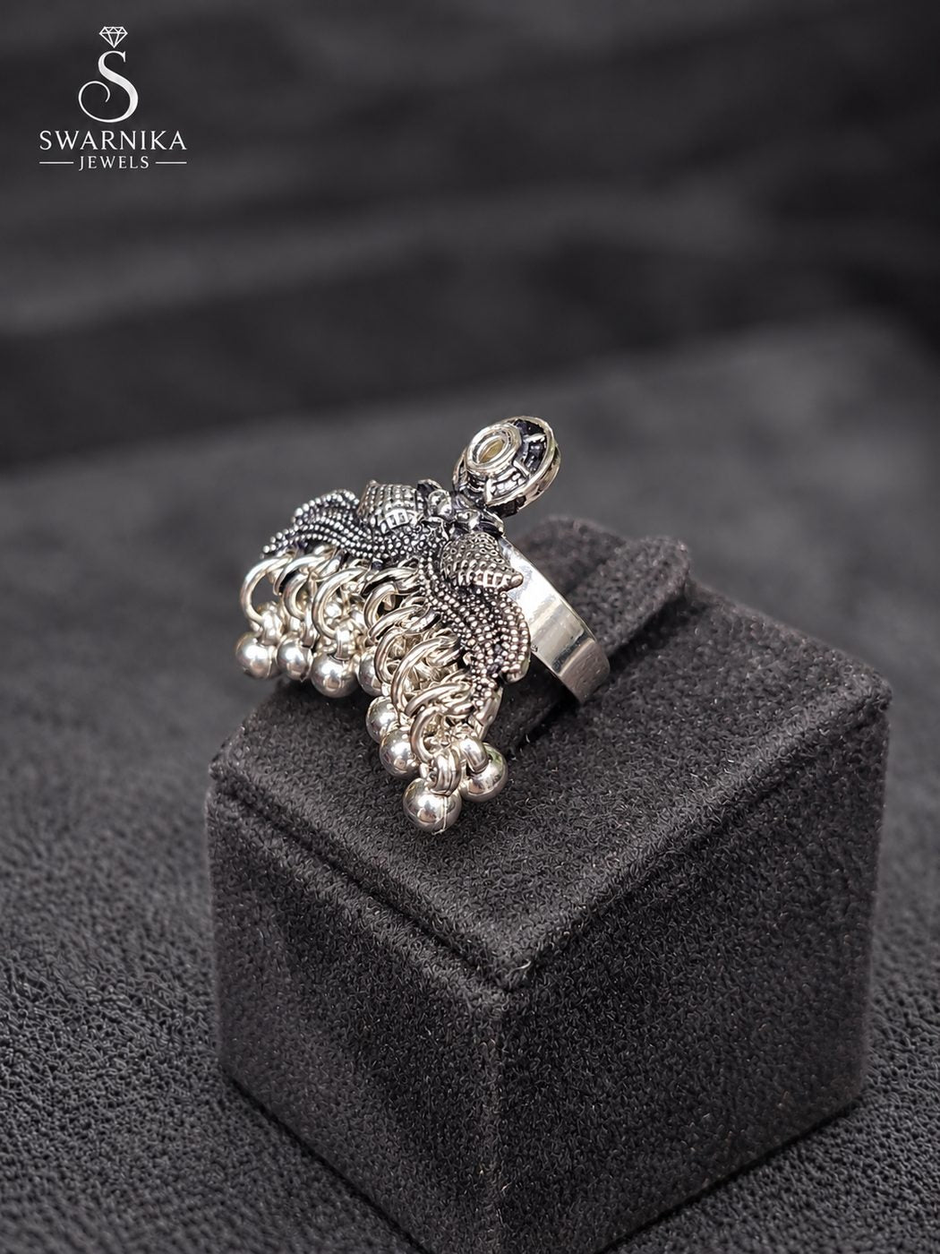 Rope Border Oxidised Statement Ring view 3