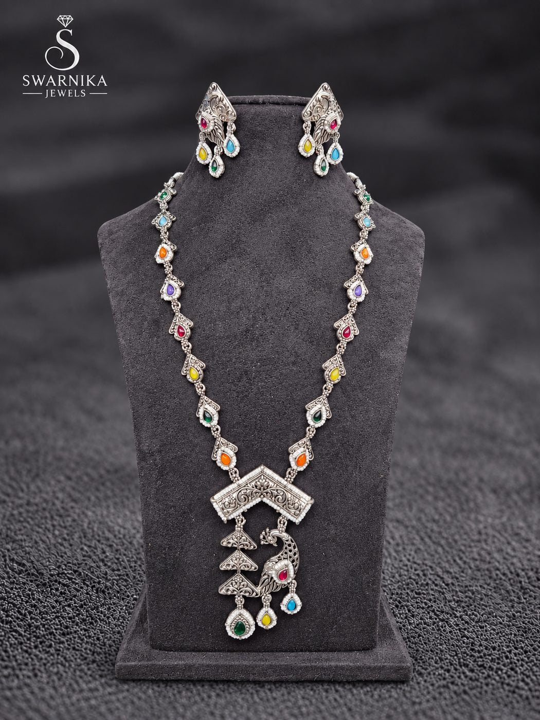 Royal Oxidised Long Bridal Haar Set view 1