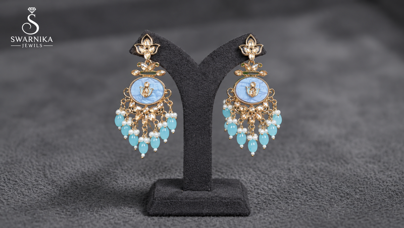 Sky Blue Lotus Chandelier Earrings