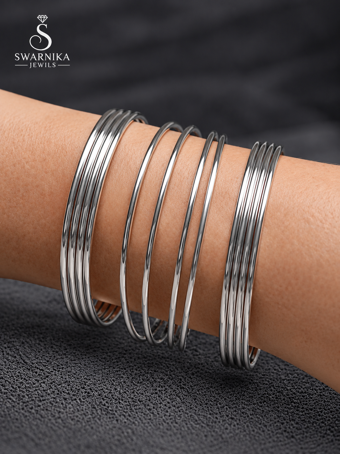 Sleek Multi-Strand Silver Tone Cuff view 3
