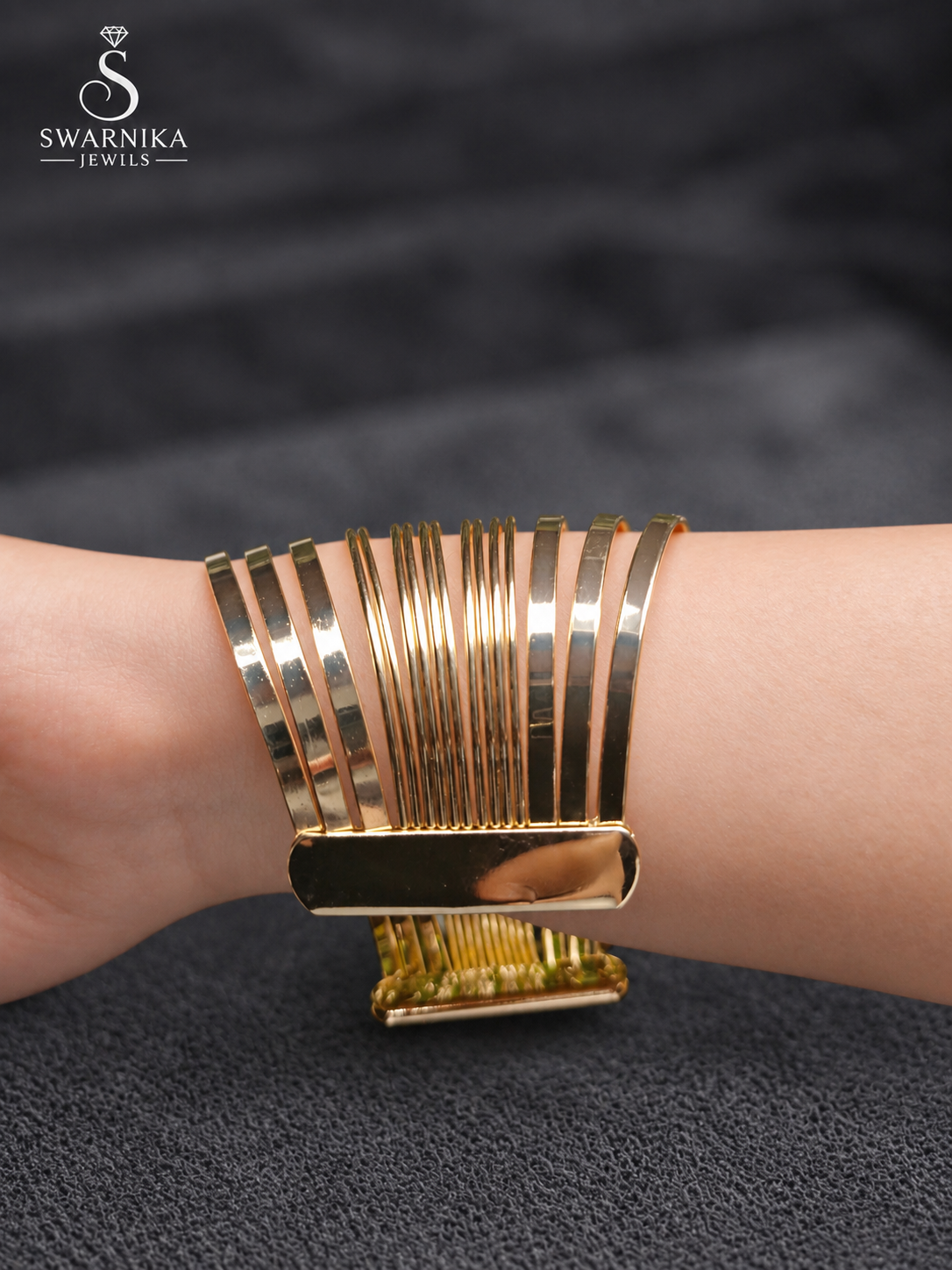 Stacked Flat Band Silver Modern Kada view 2