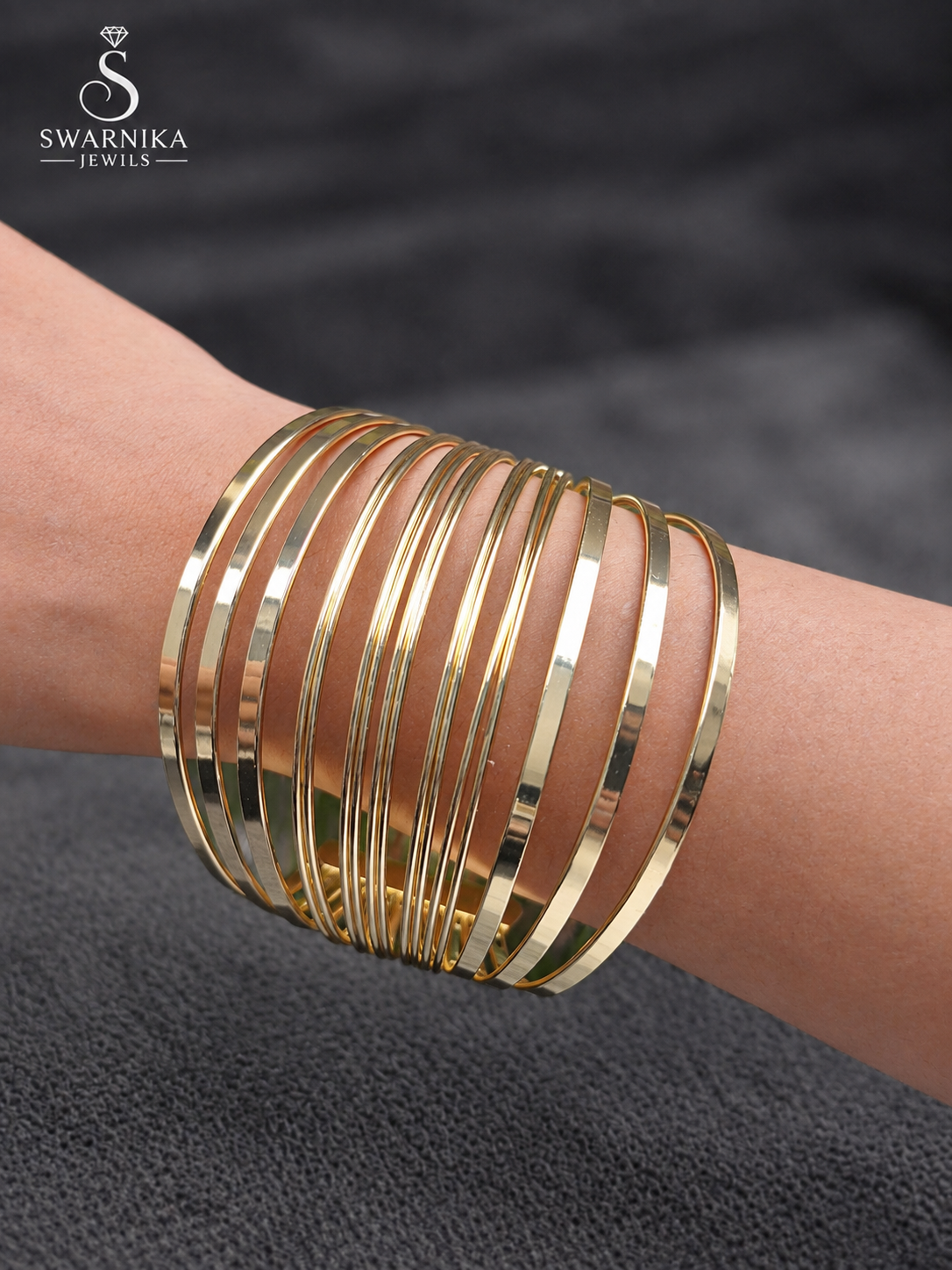 Stacked Flat Band Silver Modern Kada view 3