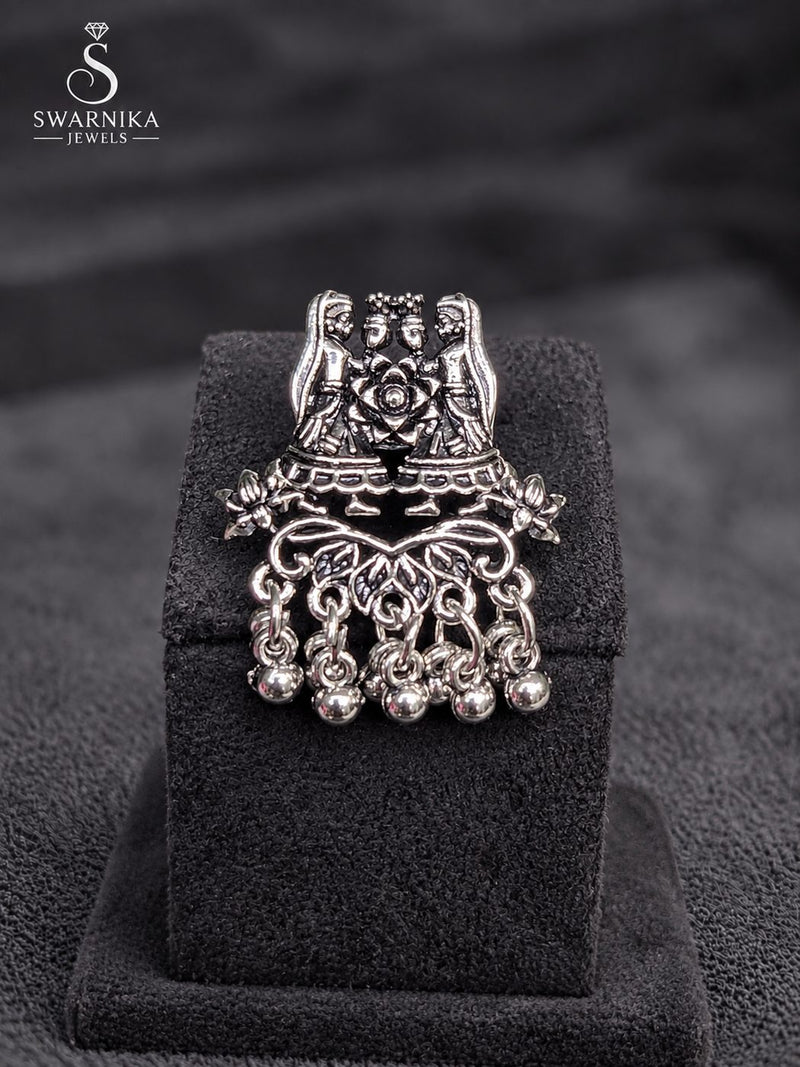 Star Mandala Oxidised Finger Ring