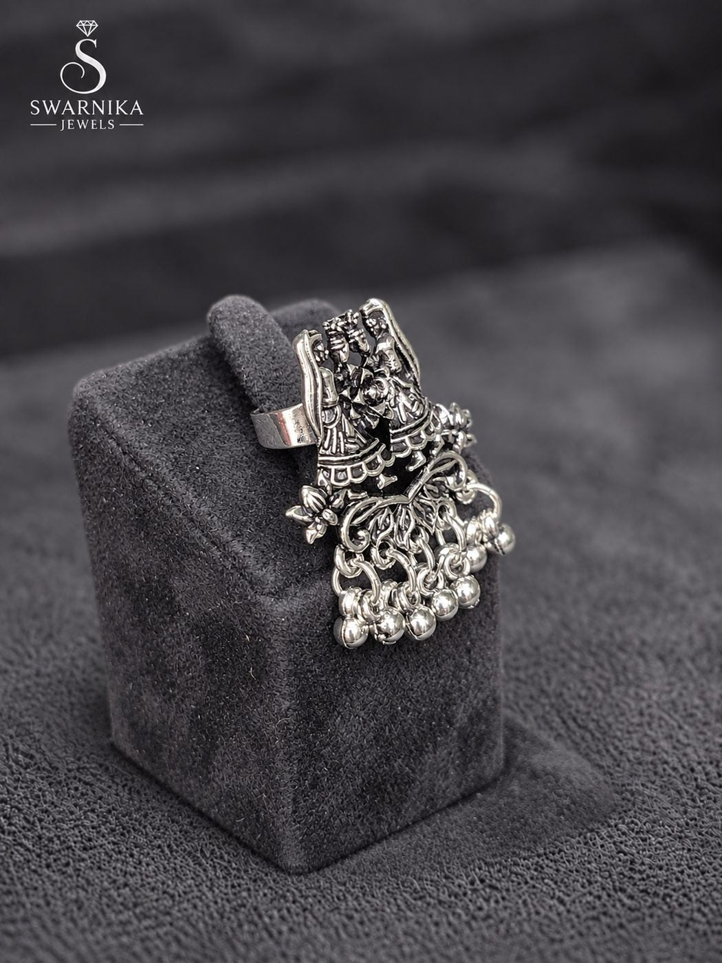 Star Mandala Oxidised Finger Ring view 2