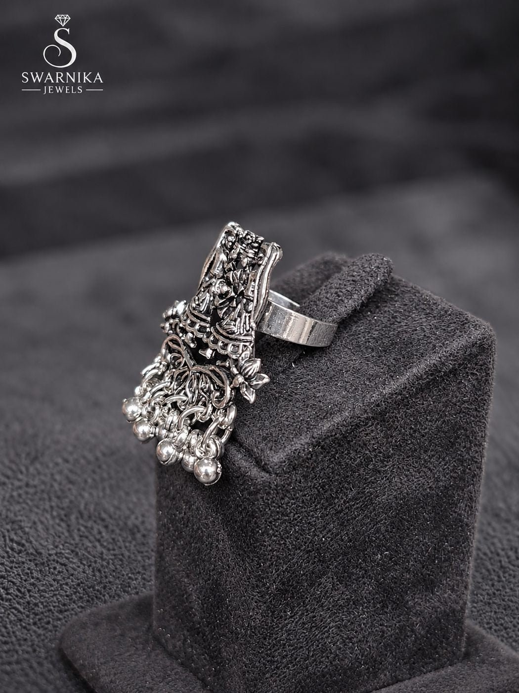 Star Mandala Oxidised Finger Ring view 3