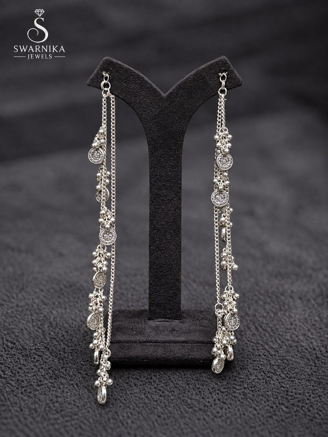 Star Stud Pearl Multi-Chain Drop Earrings view 1