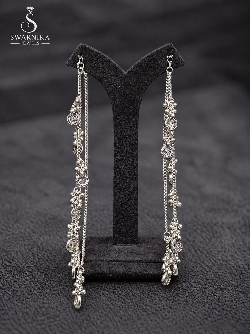 Star Stud Pearl Multi-Chain Drop Earrings