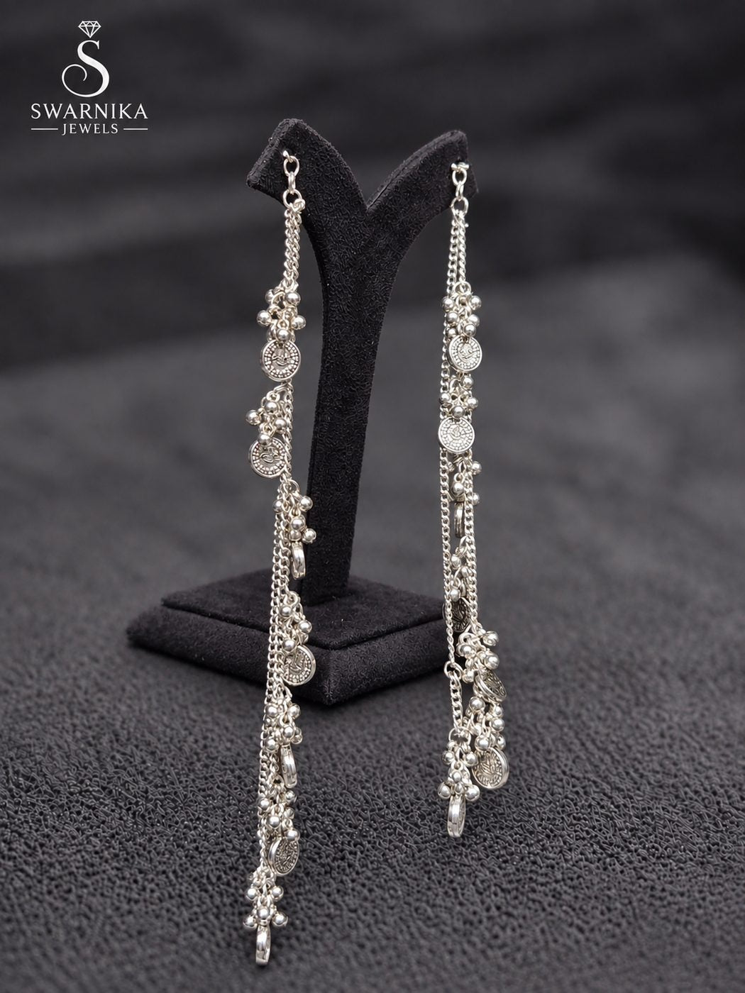 Star Stud Pearl Multi-Chain Drop Earrings view 2