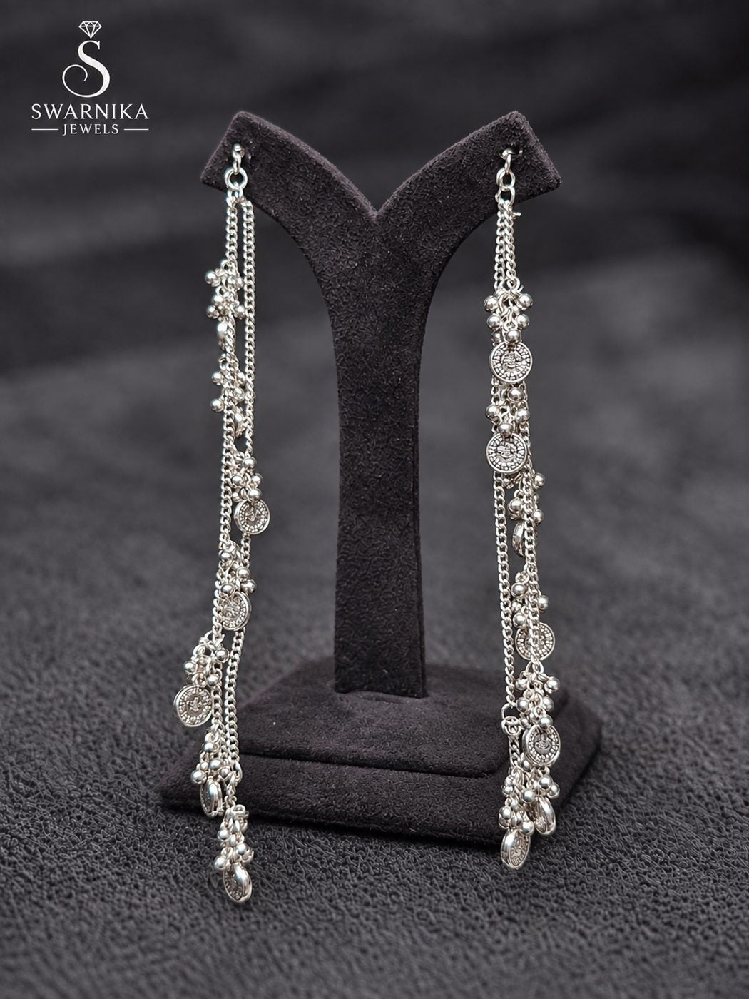 Star Stud Pearl Multi-Chain Drop Earrings view 3