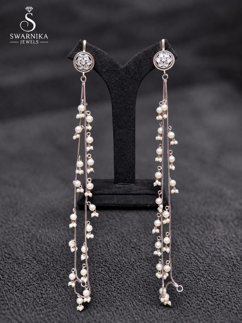 Statement Pearl Waterfall Chain Earrings