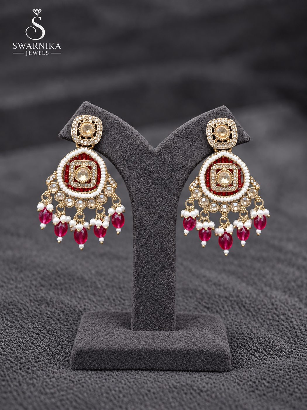 Temple Bell Oxidised Pearl Tip Jhumkas view 1