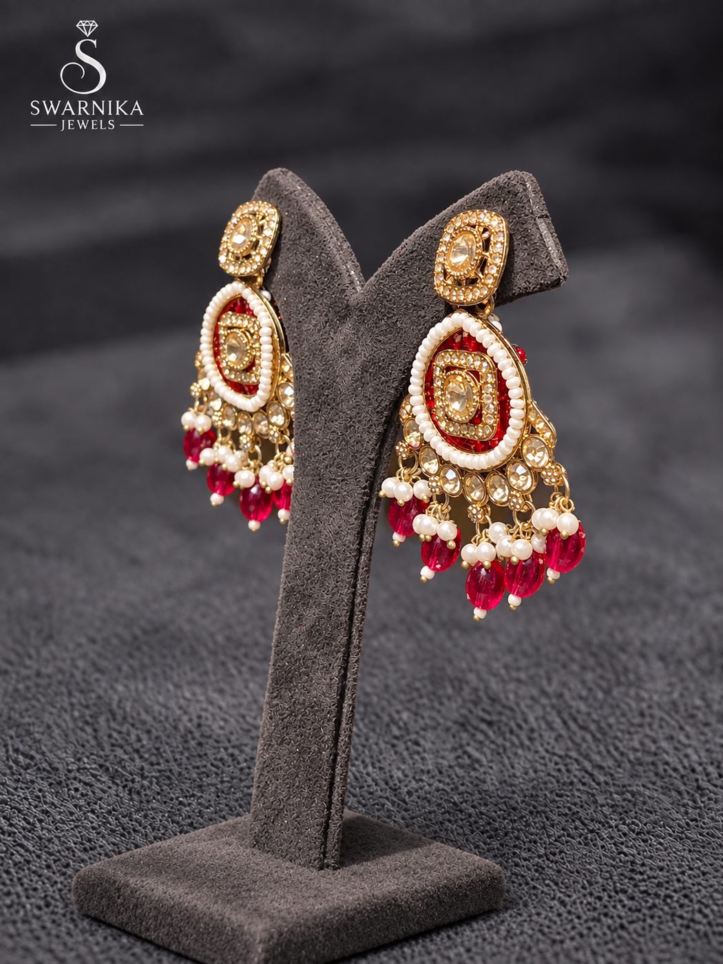 Temple Bell Oxidised Pearl Tip Jhumkas view 3