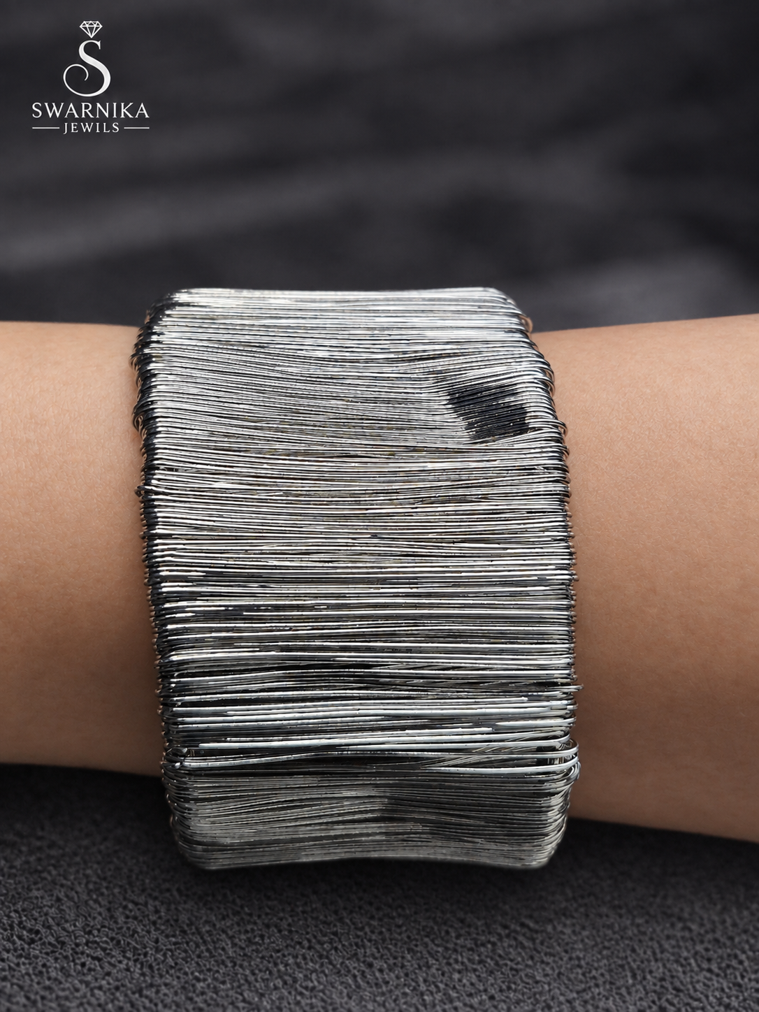 Wrapped Gold Multi-Wire Wide Festive Cuff view 3